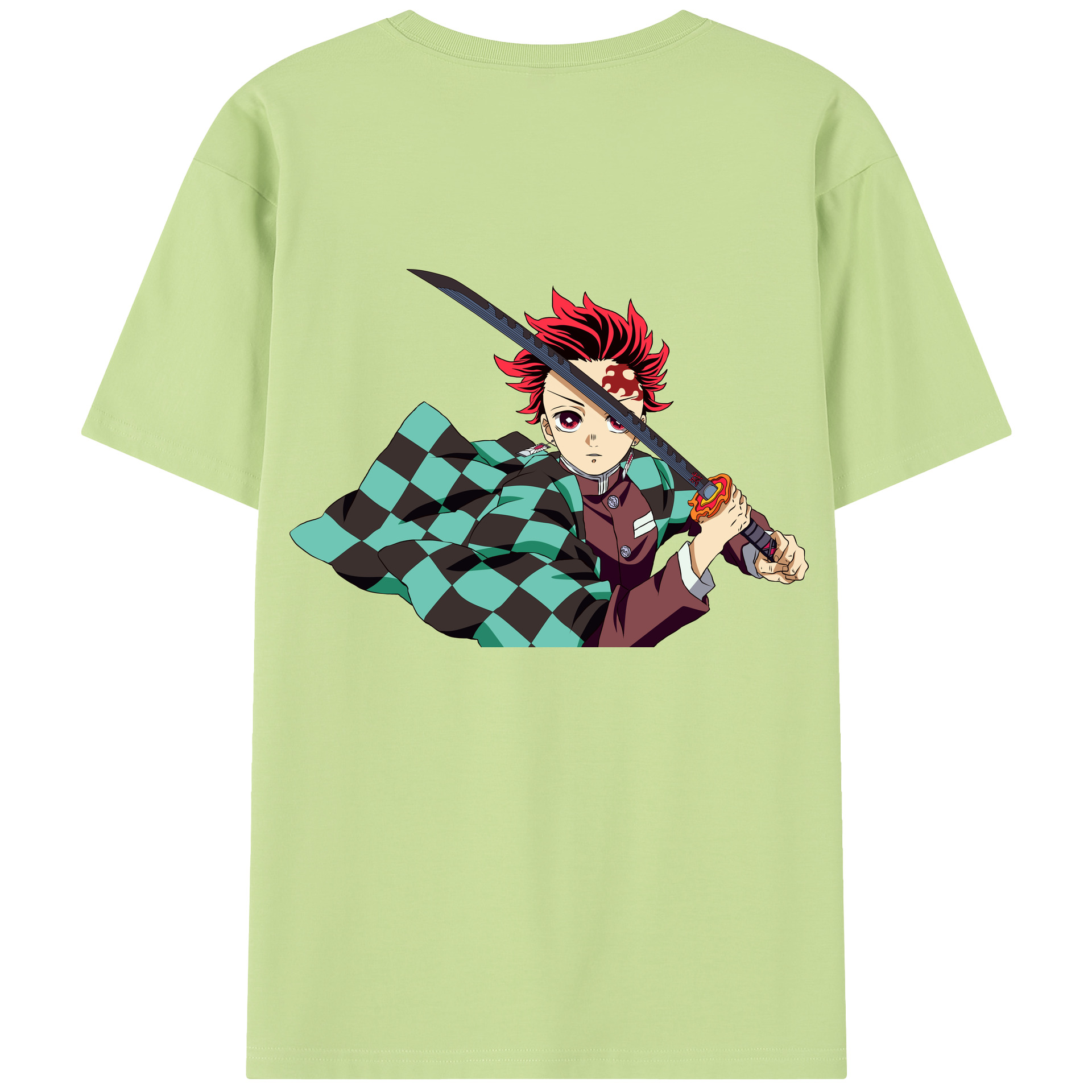 （画像用） 鬼滅の刃 竈門 炭治郎／かまど たんじろう Kamado Tanjirou 綿100％半袖Tシャツ（背面プリント）